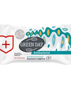 Buy GreenDay Antibacterial Wet wipes antibacterial, 15 pcs | Online Pharmacy | https://pharm-pills.com