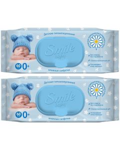 Buy Wet wipes Smile Baby Fitolinia, with valve, 2 packs of 60 pcs | Online Pharmacy | https://pharm-pills.com