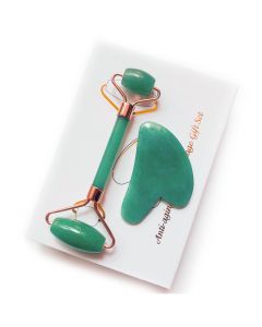 Buy Set: Roller massager + Guasha massager KamenOpt Green Aventurine | Online Pharmacy | https://pharm-pills.com