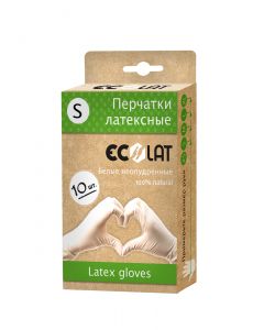 Buy EcoLat Gloves latex white powder-free (cosmetic) disposable 10 pieces per pack | Online Pharmacy | https://pharm-pills.com