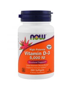 Buy Now Foods, Vitamin D-3, 5,000 IU, 240 Softgels  | Online Pharmacy | https://pharm-pills.com