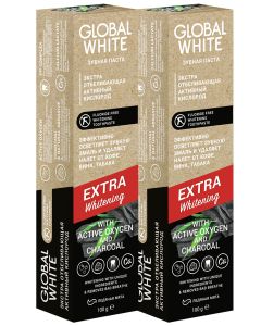 Buy GLOBAL WHITE / Extra Whitening 100 g - 2 pcs / active oxygen and charcoal - double whitening #  | Online Pharmacy | https://pharm-pills.com