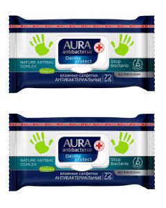 Buy Aura antibacterial wet wipes, set of 2 packs of 72 pcs. | Online Pharmacy | https://pharm-pills.com