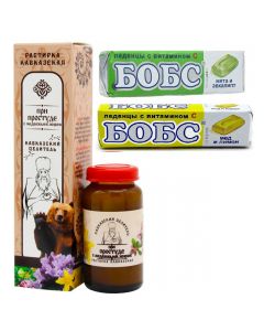 Buy Caucasian rub 'For colds with bear fat' 30 ml. + Cough drops. Bobs 35 g assorted. 2 pack | Online Pharmacy | https://pharm-pills.com