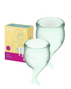 Buy Set of 2 menstrual cups 15 and 20 ml. Satisfyer Feel Secure Menstrual Cup Light Green | Online Pharmacy | https://pharm-pills.com