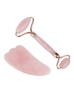 Buy Facial massager (Guasha scraper + roller) rose quartz | Online Pharmacy | https://pharm-pills.com