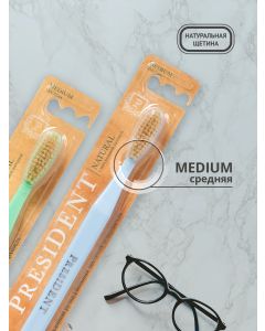 Buy President Natural toothbrush, with natural bristles, medium hard, lilac | Online Pharmacy | https://pharm-pills.com