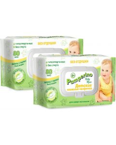 Buy Wet wipes for children Avangard Pamperino No. 80, without perfume, for children, with a plastic valve, 48735, 2 packs | Online Pharmacy | https://pharm-pills.com