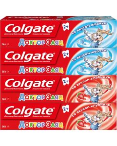 Buy Colgate Toothpaste Children's Doctor Hare Strawberry flavor, 50 ml, 2 pcs + Dr. Hare Gum flavor, 50 ml, 2 pcs | Online Pharmacy | https://pharm-pills.com