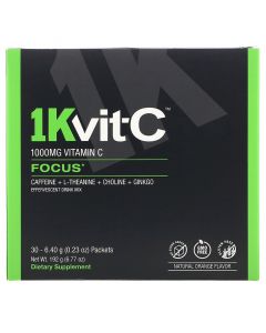 Buy 1KvitC, Focus, Vitamin C, 1000 mg, 30 sachets 6,4 g each, effervescent drink mix, natural orange flavor | Online Pharmacy | https://pharm-pills.com