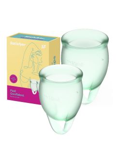 Buy Set of menstrual cups, 2 pcs. 15 and 20 ml. Satisfyer Feel confident Menstrual Cup Light Green | Online Pharmacy | https://pharm-pills.com