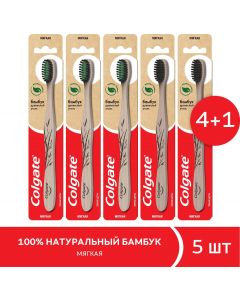 Buy Colgate Toothbrush Set Bamboo, Charcoal, Soft, Black, 5 pcs | Online Pharmacy | https://pharm-pills.com