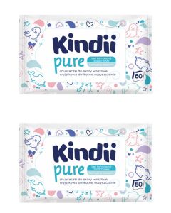 Buy KINDII Baby Wet Wipes 0+ for sensitive skin PURE big-pack 60pcs - 2packs | Online Pharmacy | https://pharm-pills.com