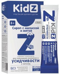 Buy 'KidZ' syrup with lemon balm and mint for children from 3 years old 20 sticks of 5 ml | Online Pharmacy | https://pharm-pills.com