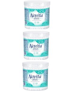 Buy Cotton buds Novita Delicate, in a jar, 3 packs of 200 pcs. | Online Pharmacy | https://pharm-pills.com