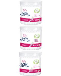 Buy Cotton buds Lady Cotton, in a jar, 3 packs of 200 pcs. | Online Pharmacy | https://pharm-pills.com