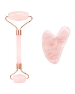 Buy Massage set roller + scraper of gua sha from natural rose quartz, Smarter | Online Pharmacy | https://pharm-pills.com