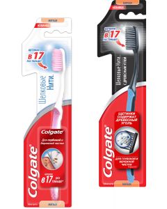 Buy Colgate Toothbrush 'Silk threads', with soft bristles, assorted colors + Colgate Toothbrush 'Silk threads', with charcoal, with soft bristles , color in assortment | Online Pharmacy | https://pharm-pills.com