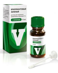 Buy Brilliant green alcohol solution for ext. 1% 10 ml with spatula Renewal | Online Pharmacy | https://pharm-pills.com