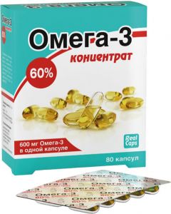 Buy Omega-3, for heart vessels, lowers cholesterol, 80 capsules, concentrate 60% capsules. | Online Pharmacy | https://pharm-pills.com