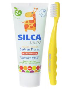 Buy Silca dent Children's toothpaste with apple flavor + children's toothbrush, the color of the brush in assortment | Online Pharmacy | https://pharm-pills.com