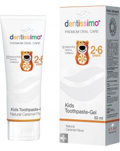 Buy Dentissimo Kids Toothpaste, Children 2 to 6 years, with caramel flavor, 50 ml | Online Pharmacy | https://pharm-pills.com