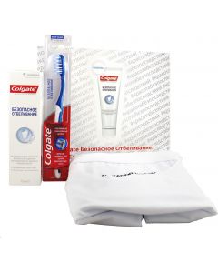 Buy Set Colgate Safe whitening 'Beauty without consequences': paste 75 ml + toothbrush + T-shirt 'Beauty requires gentle care', size s | Online Pharmacy | https://pharm-pills.com