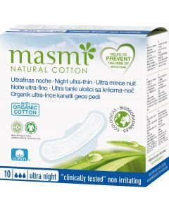 Buy Natural sanitary pads Masmi Organic Cotton ultra-thin, night 10 pcs | Online Pharmacy | https://pharm-pills.com