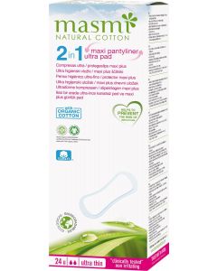 Buy Natural sanitary pads Masmi Natural Cotton 2 in 1 Soft Maxi Plus for every day and for cycle days 24 pcs | Online Pharmacy | https://pharm-pills.com