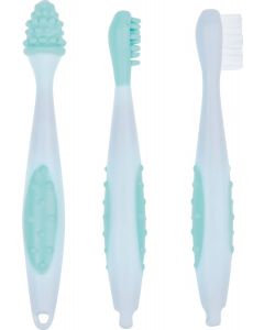 Buy Bebe Confort children's toothbrush set, 3106203000, with a bag for storage , from 3 months to 3 years, blue, 3 pcs | Online Pharmacy | https://pharm-pills.com