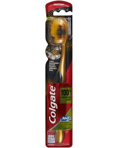 Buy Colgate Toothbrush '360 ° Golden with charcoal', soft, golden, black | Online Pharmacy | https://pharm-pills.com